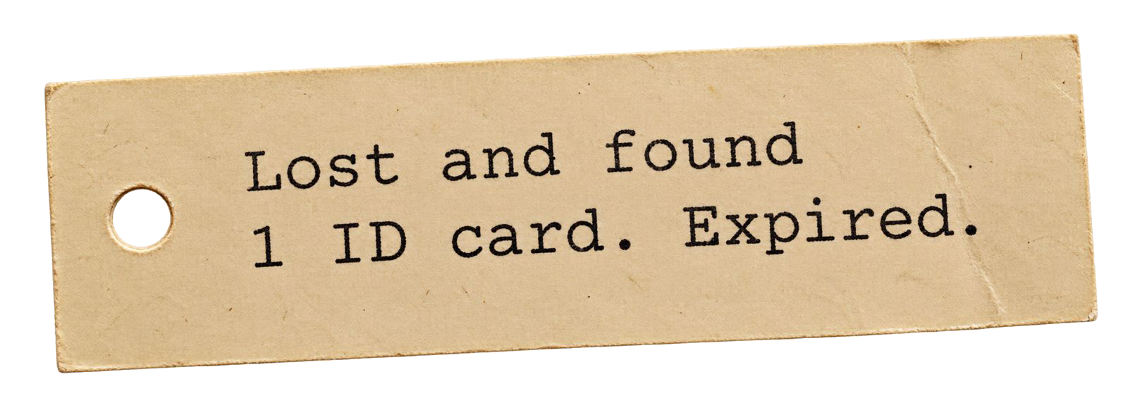 Lost and found tag: 1 ID card. Expired.